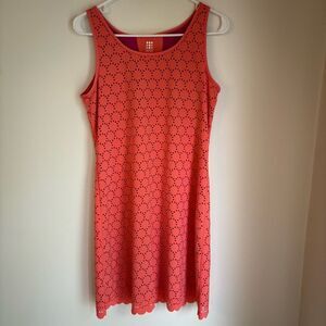 TITLE NINE Womens small Illusion Tank Dress Nimblene Laser Cut Coral Pink EUC!